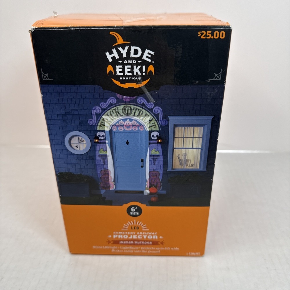 Hyde and Eek! Halloween LED Cemetary Archway Projector Trick or Treat Gemmy 2024